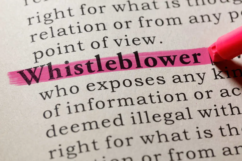 Word or the text "Whistleblower" highlighted in pink 