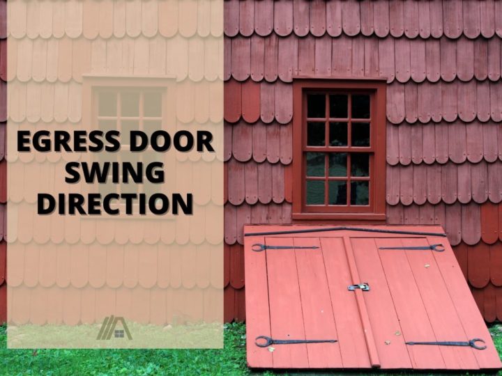 Exterior of a house with a closed, red egress door; Egress Door Swing Direction
