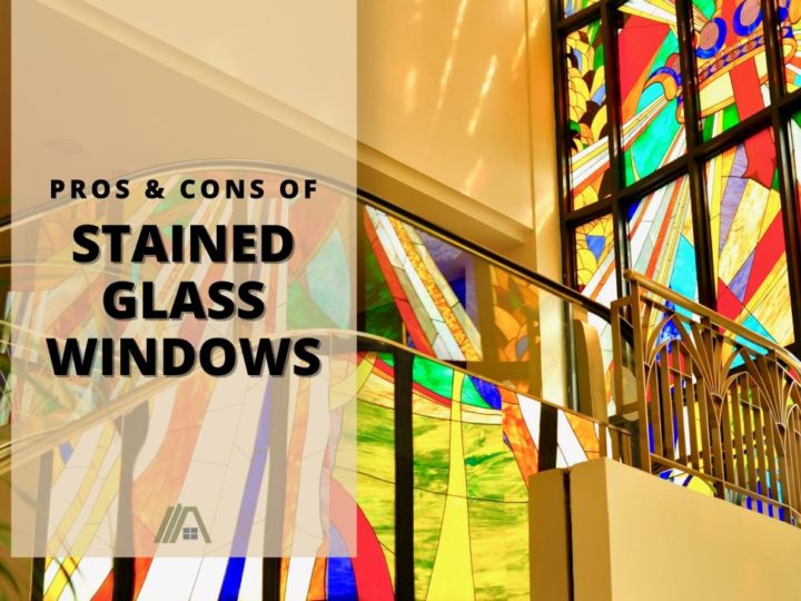 Stained glass windows reflecting on a staircase; Pros and Cons of Stained Glass Windows