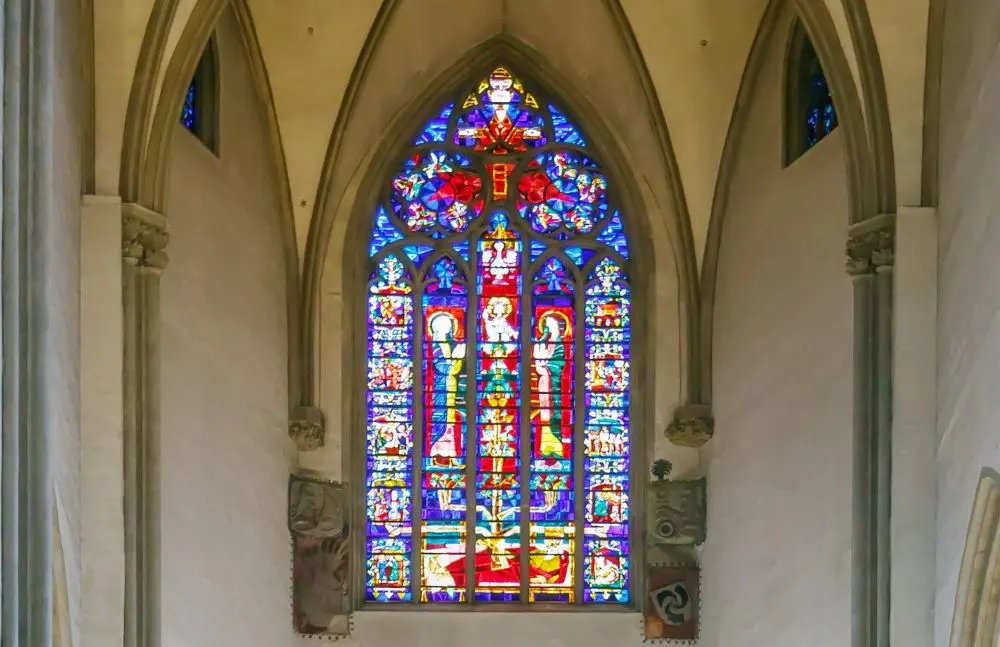 Stained glass in the Cathedral of Augsburg is a Roman Catholic church in Augsburg, Bavaria, Germany