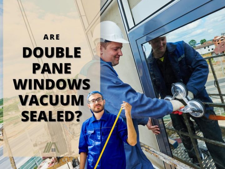 Window workers installing a window; holding a measuring tape; Building Windows; Are Double Pane Windows Vacuum Sealed
