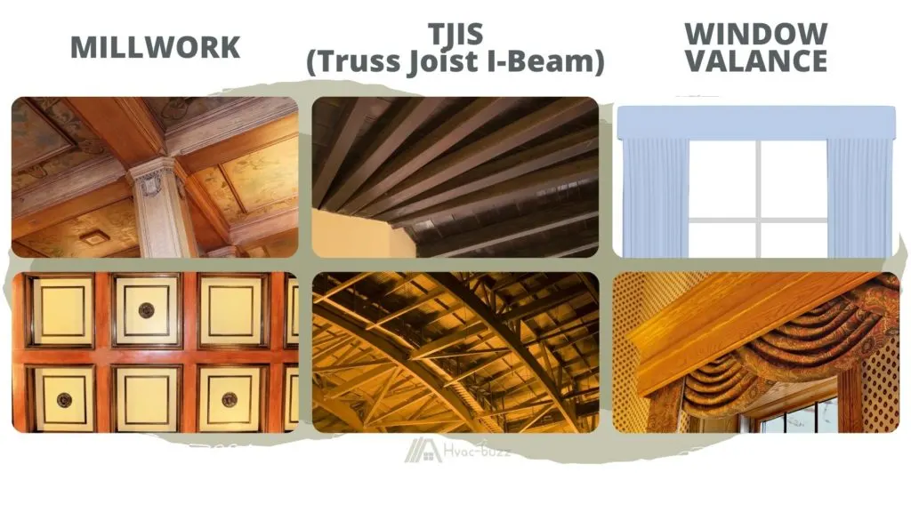 Alternatives to a bulkhead: Millwork, TJIS (Truss Joist I-Beam), Window valance