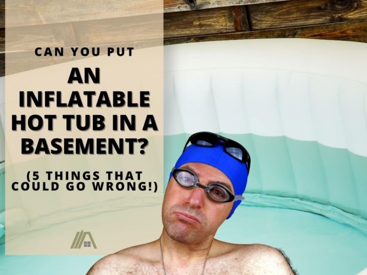 Hot tub with water set on a wooden room; Can You Put an Inflatable Hot Tub in a Basement? (5 Things That Could Go Wrong!)