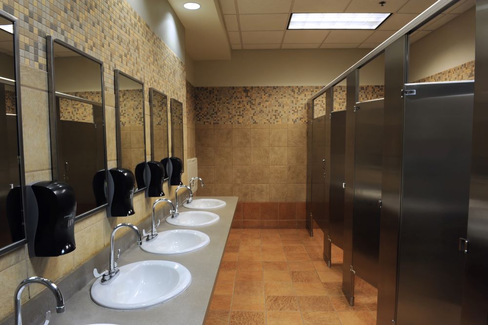 Lavatory sinks in a public restroom or washroom