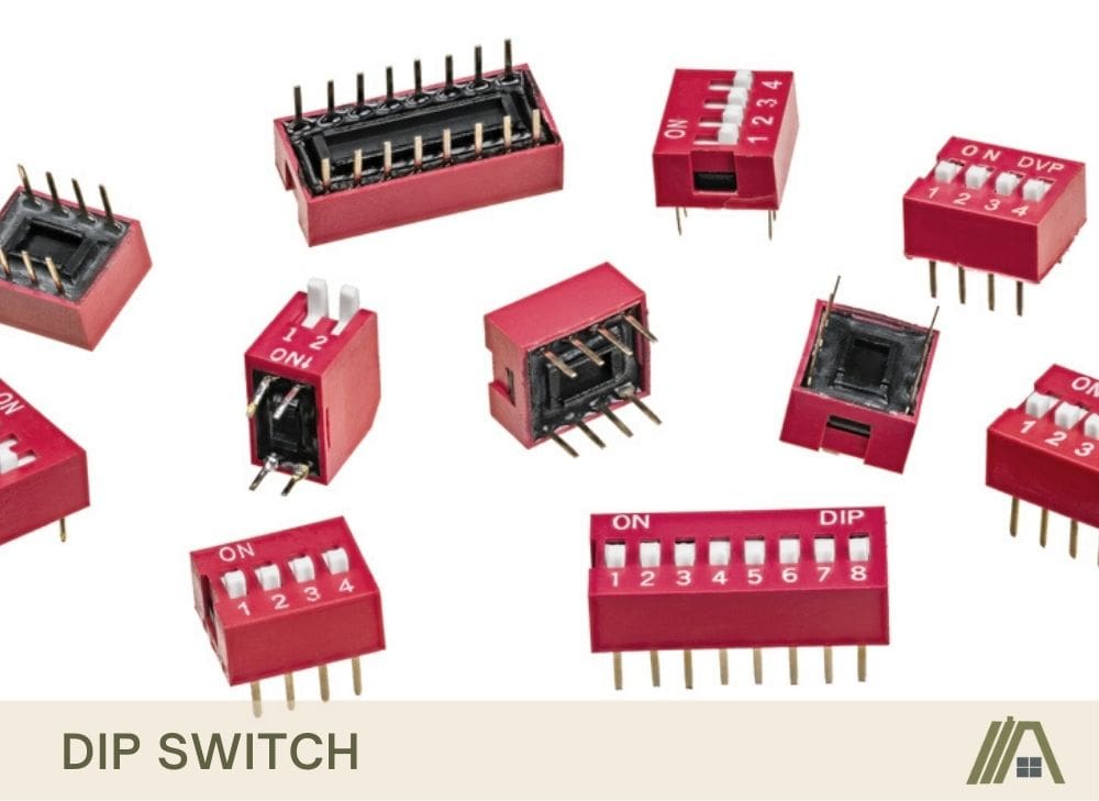 Many red dip switches