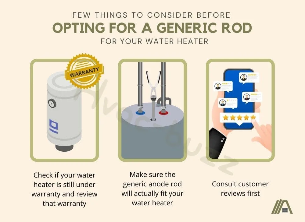 Things to consider before opting for a generic rod for your water heater, check the warranty, check the fit of generic rod, consult customer review