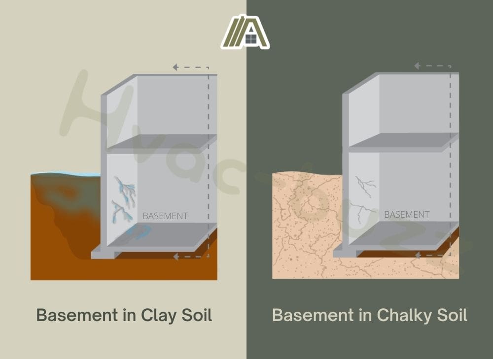 basement in clay soil and basement in chalky soil