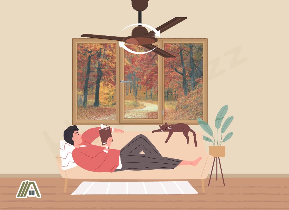 Ceiling fan on clockwise during fall time