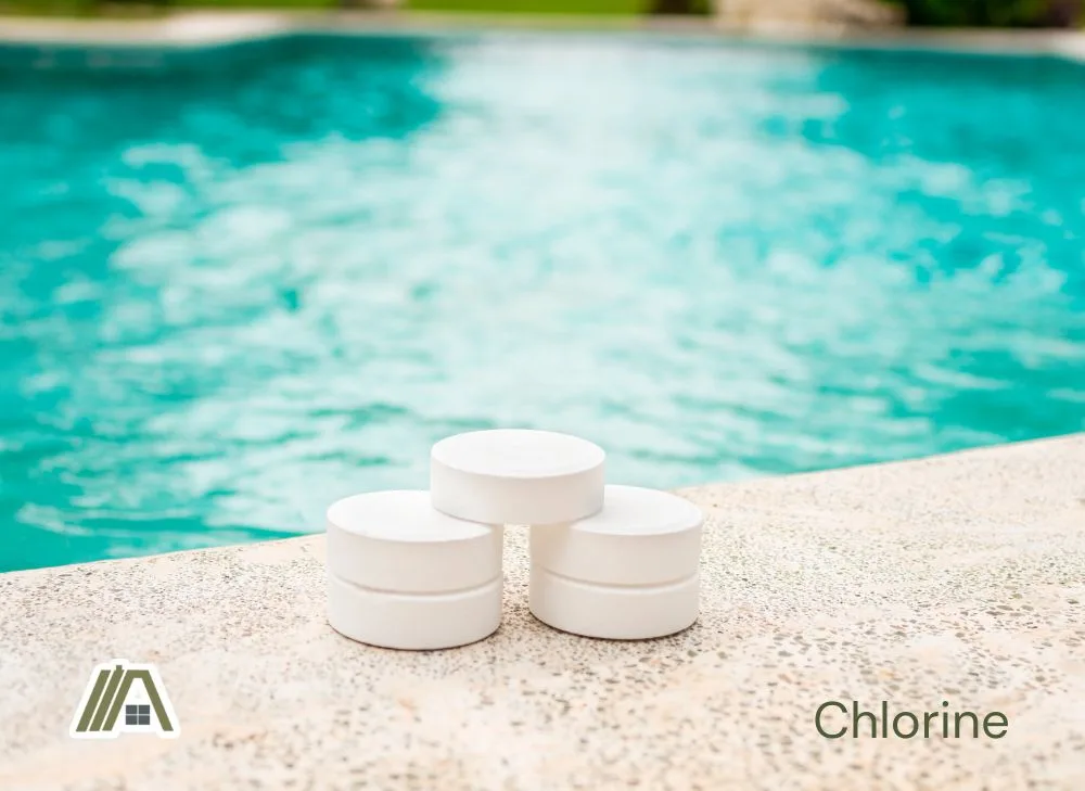 Chlorine pods beside the pool 