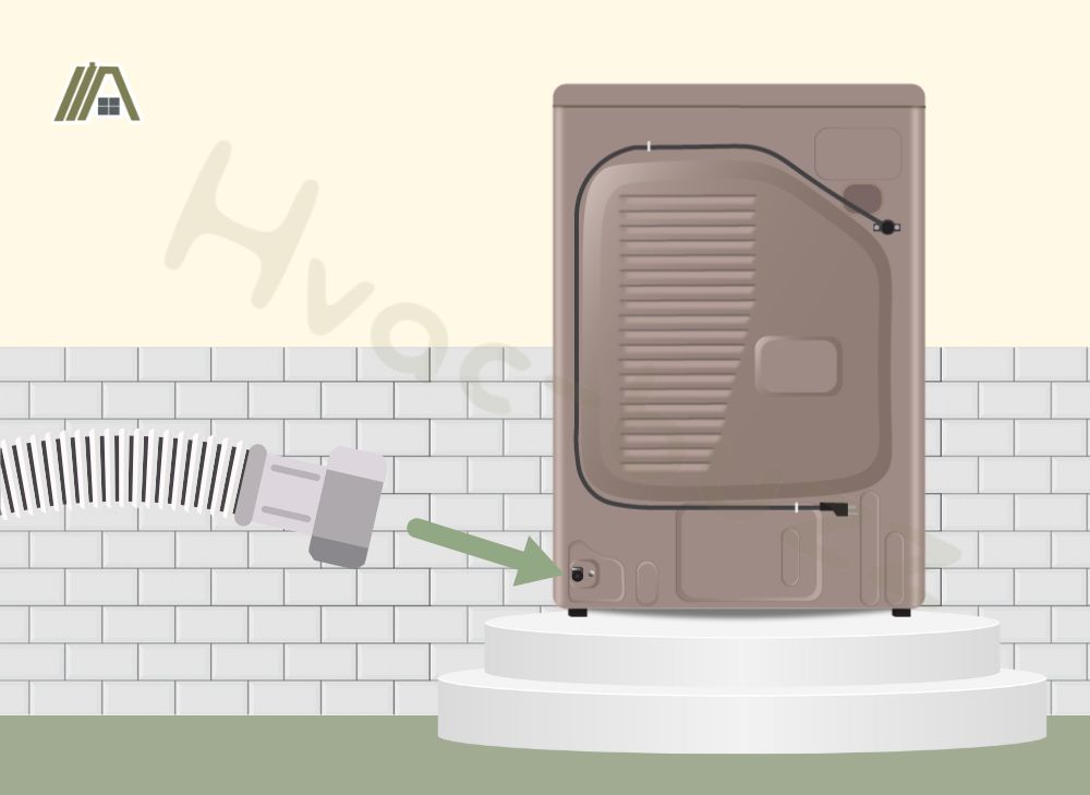 Illustration of a back of dryer with water hose