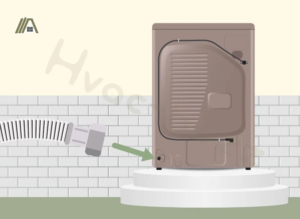 Illustration of a back of dryer with water hose
