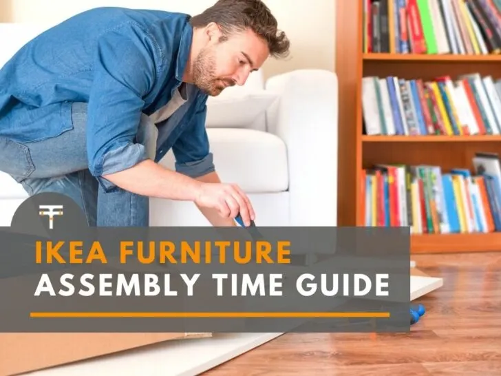 Man assembling IKEA furniture at home