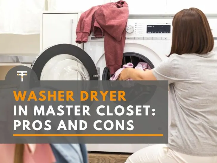 Woman using the washer dryer in her master closet