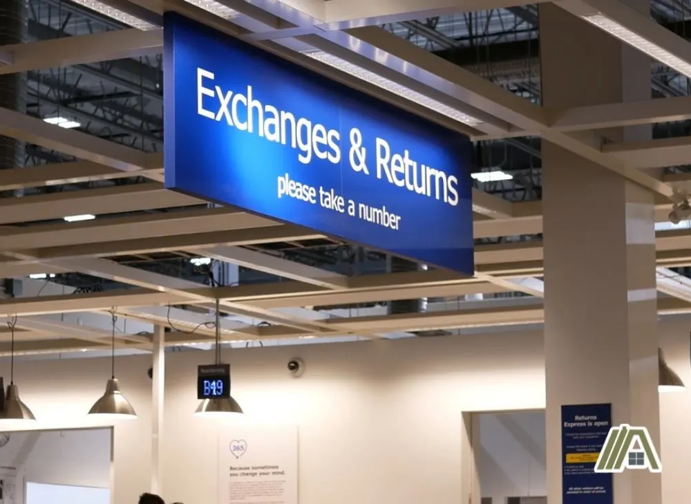 Exchange and returns sign of an IKEA Store