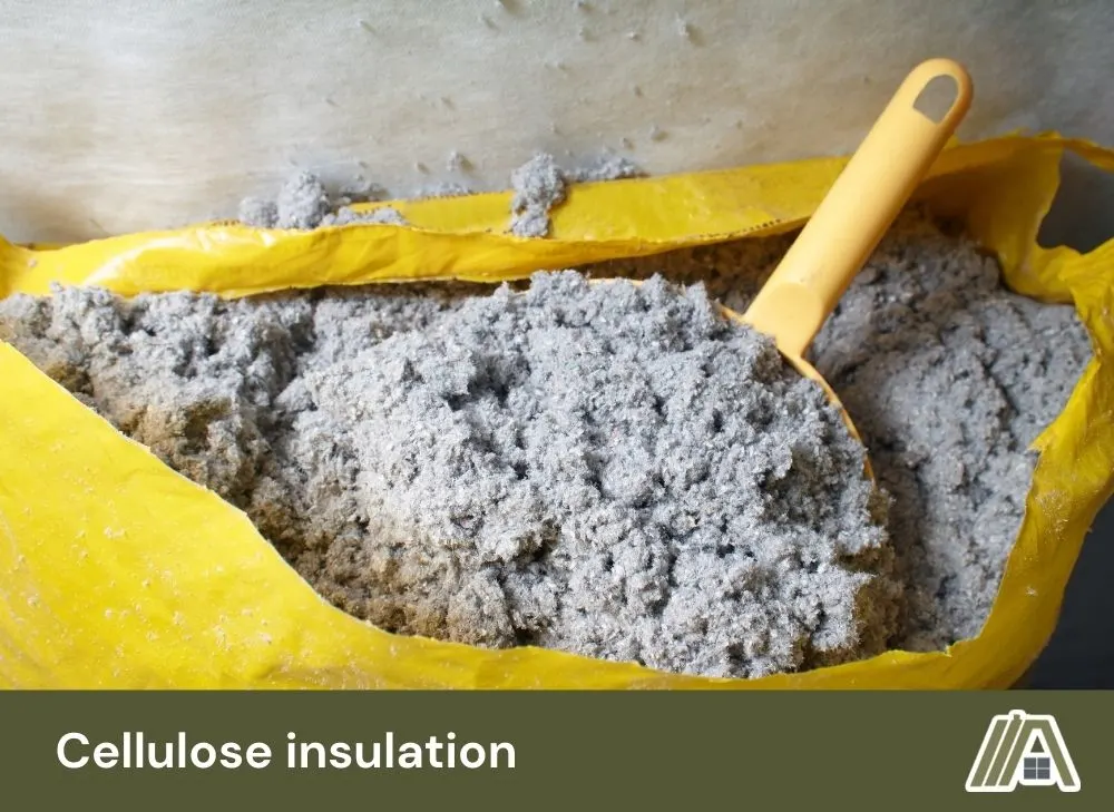 Cellulose insulation in a sack