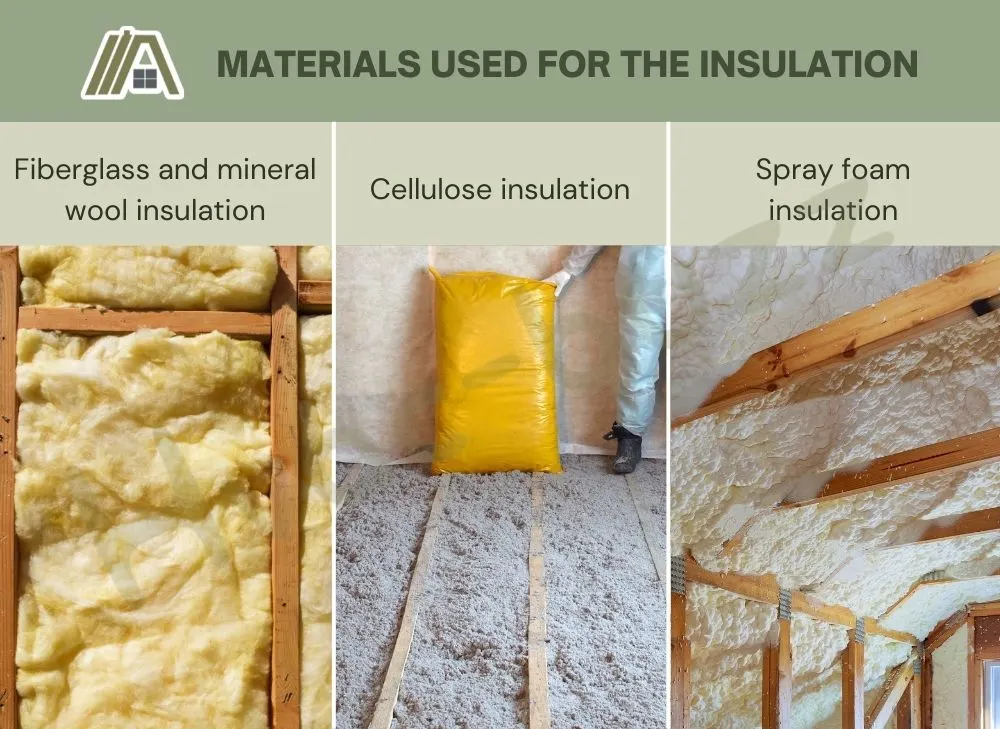 Materials used for the insulation: fiberglass and mineral wool insulation, cellulose insulation and spray foam insulation