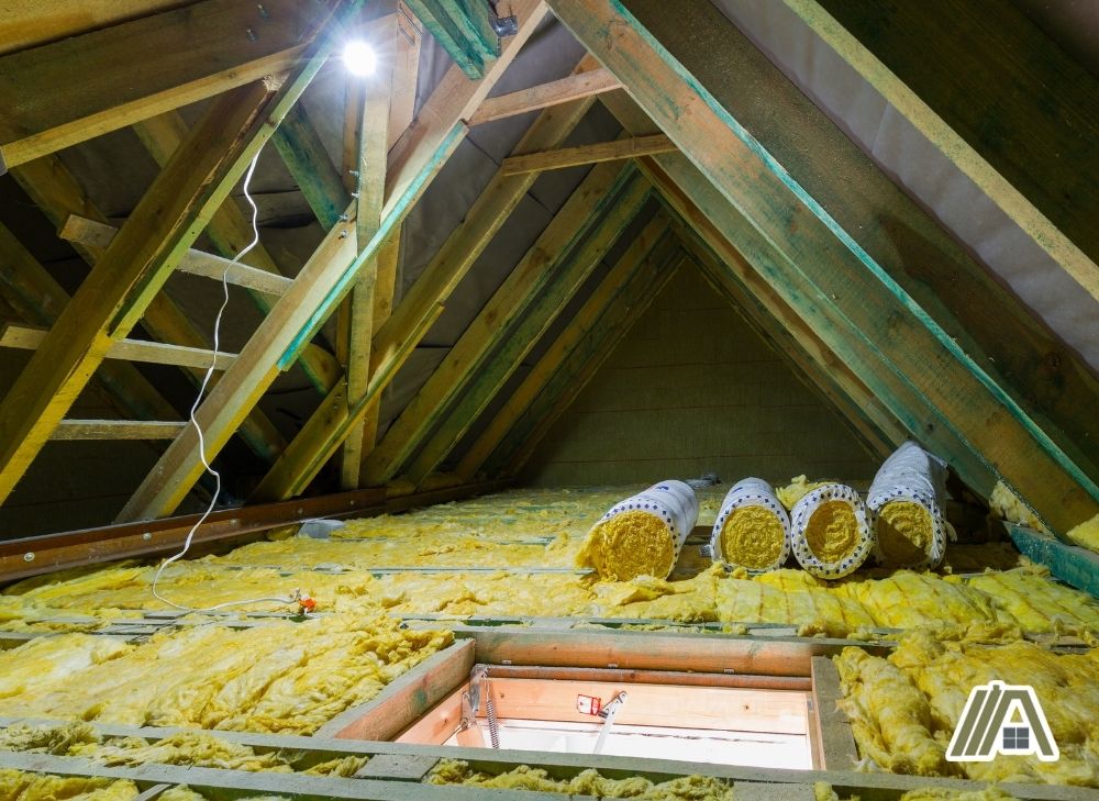Mineral wool insulation inside the attic
