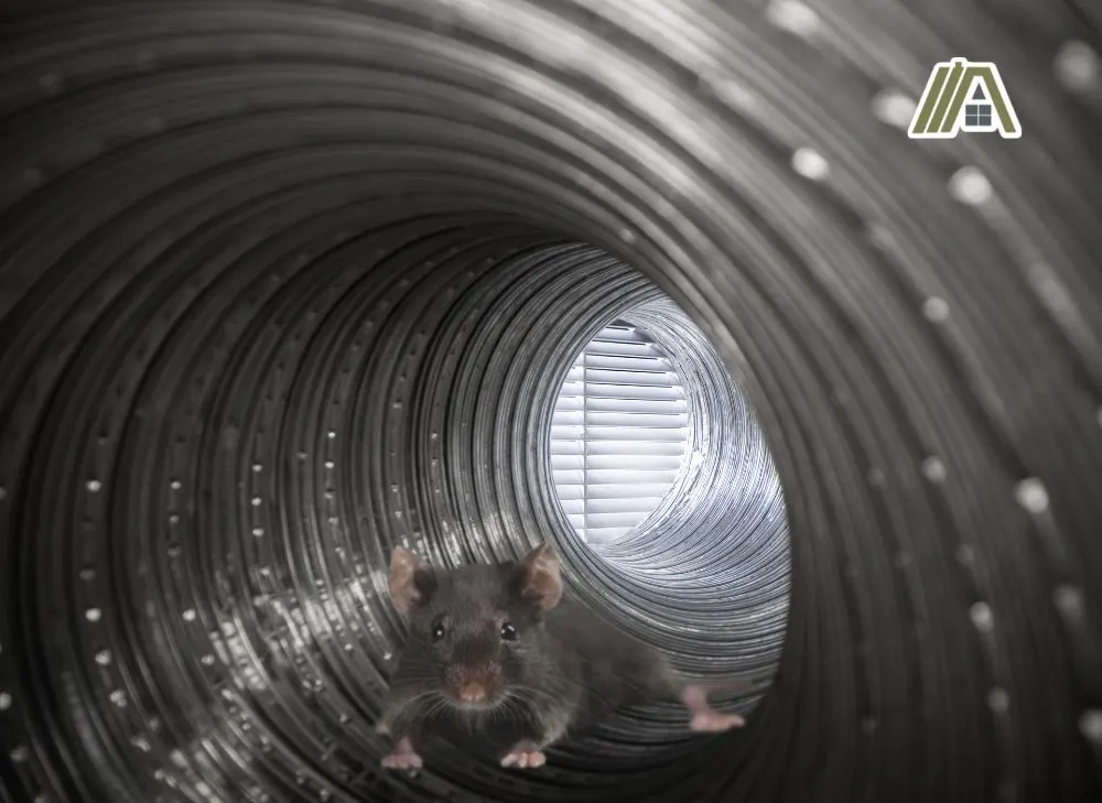 Rat inside a flexible duct