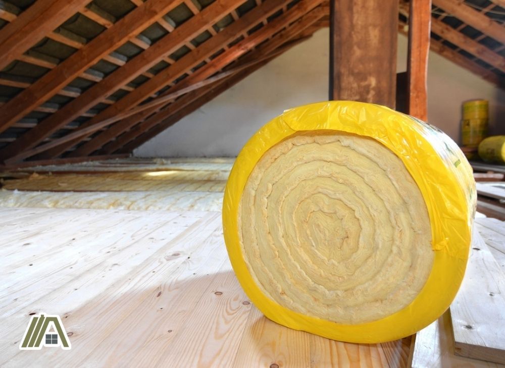 Fiberglass batt insulation placed in the attic