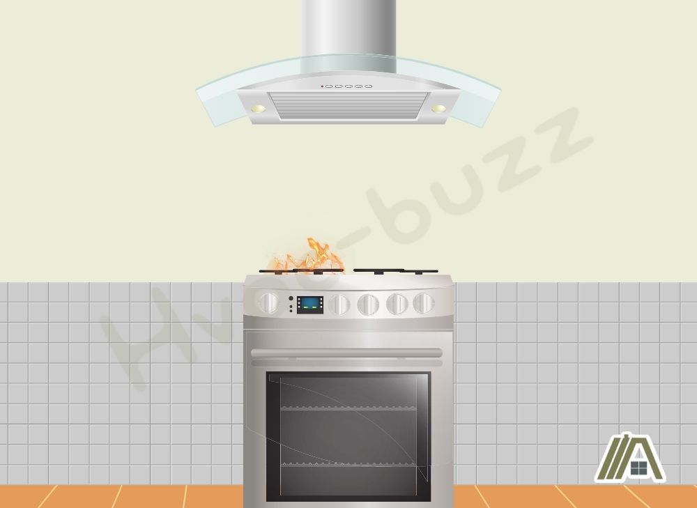 Fuel-burning kitchen stove and an exhaust vent