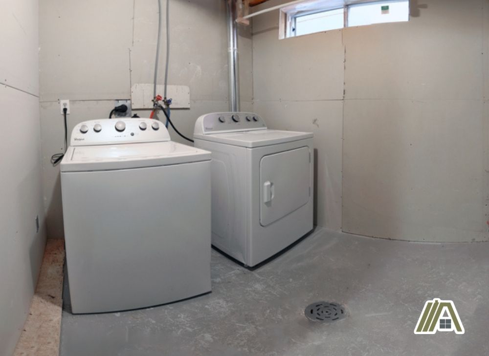 Gas dryer and a washer at basement