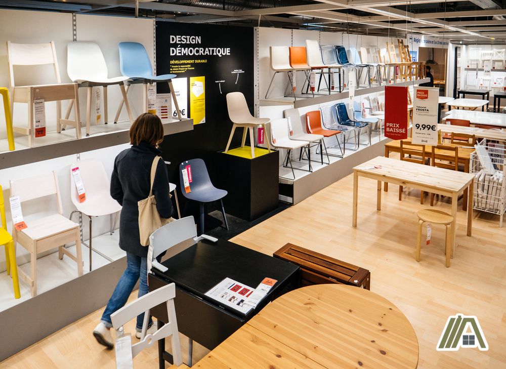Woman shopping on the chair section of IKEA