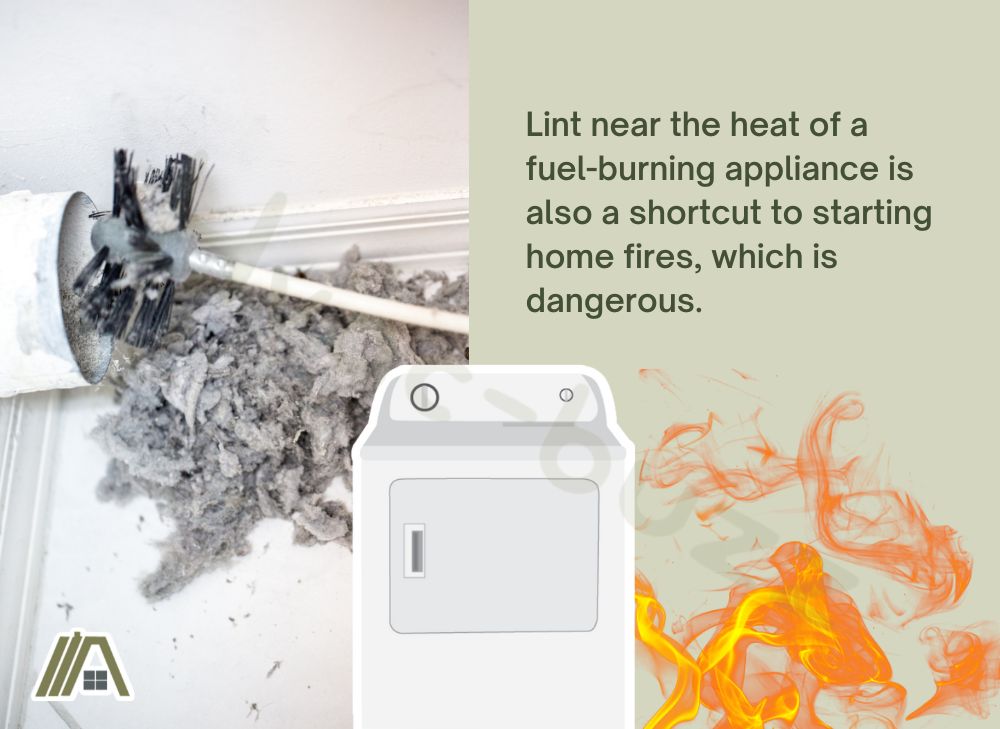 Cleaning lint inside the duct and a gas dryer