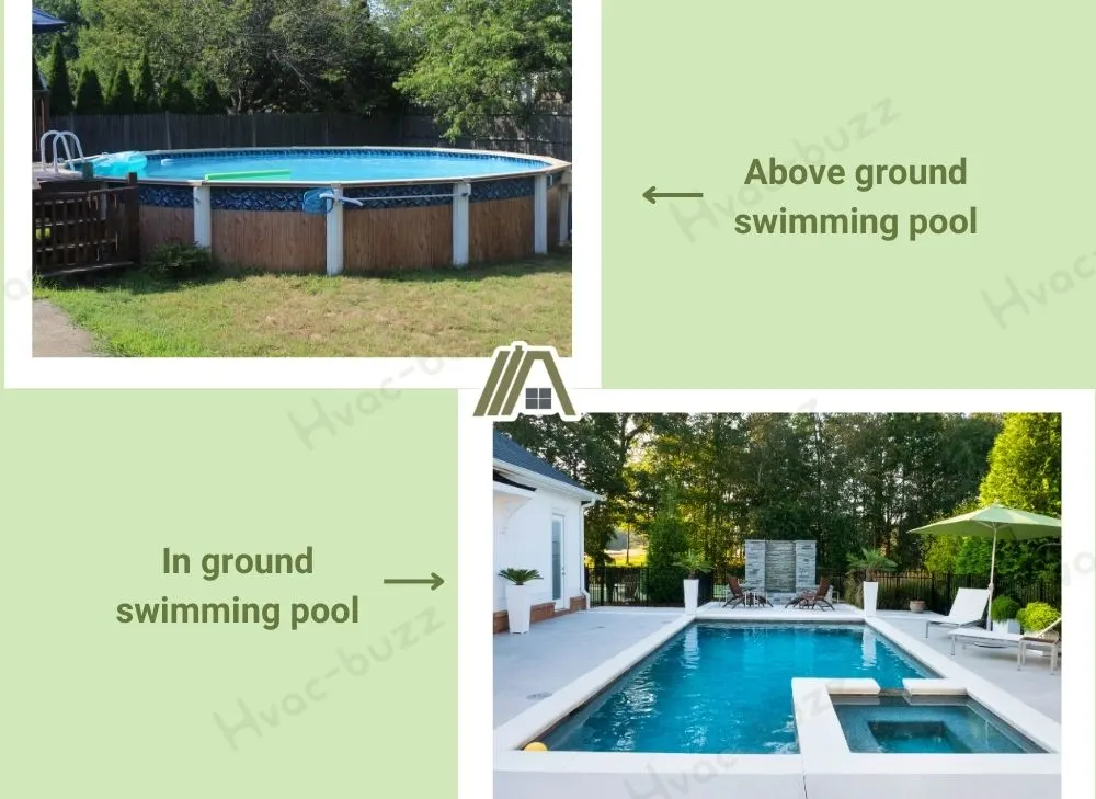 Above ground swimming pool and in ground swimming pool