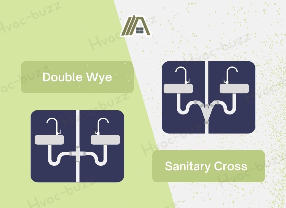 Double wye and sanitary cross plumbing illustration