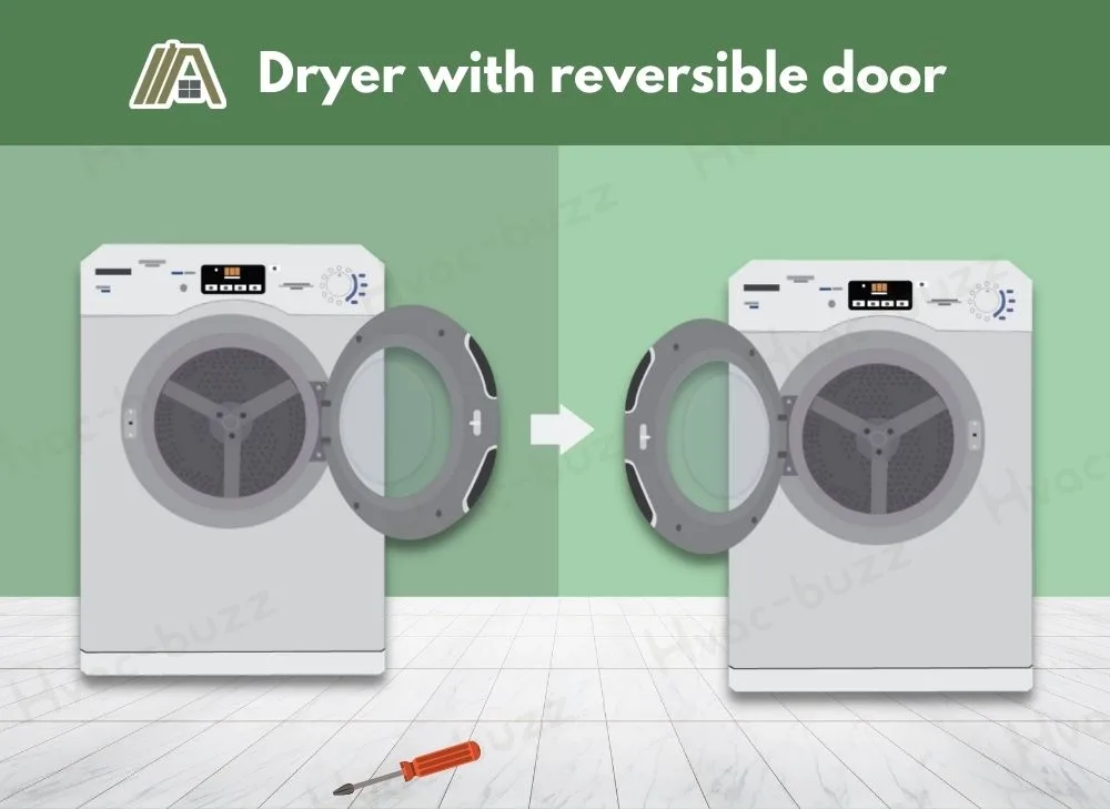 Dryer with reversible door illustration