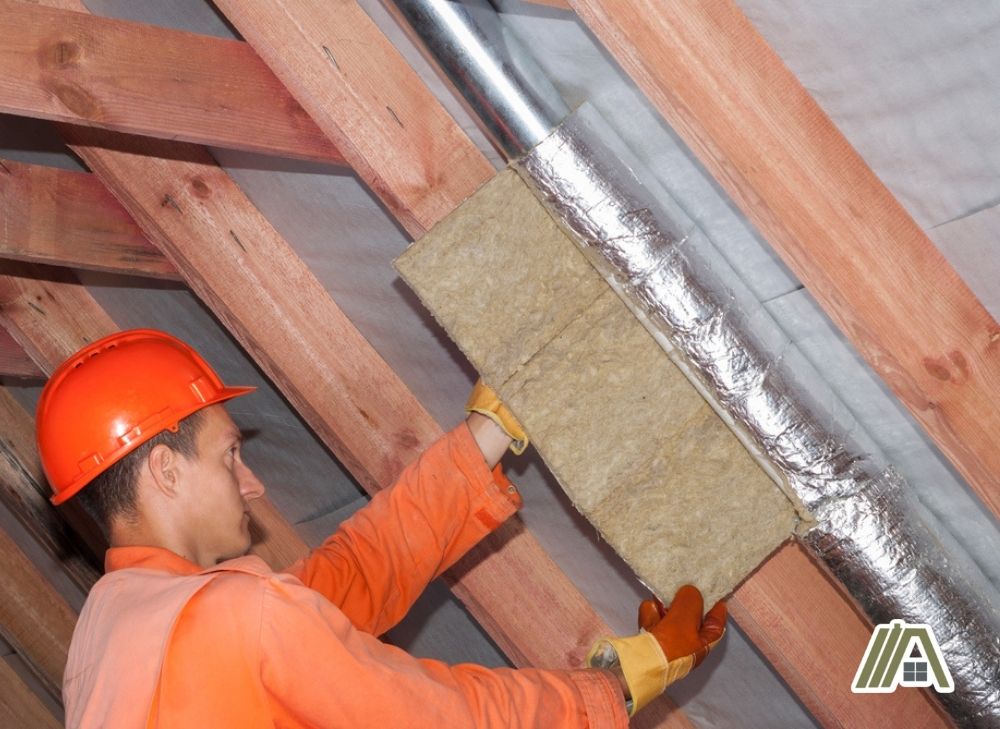 Man in PPE installing and wrapping an insulation on the duct.jpg