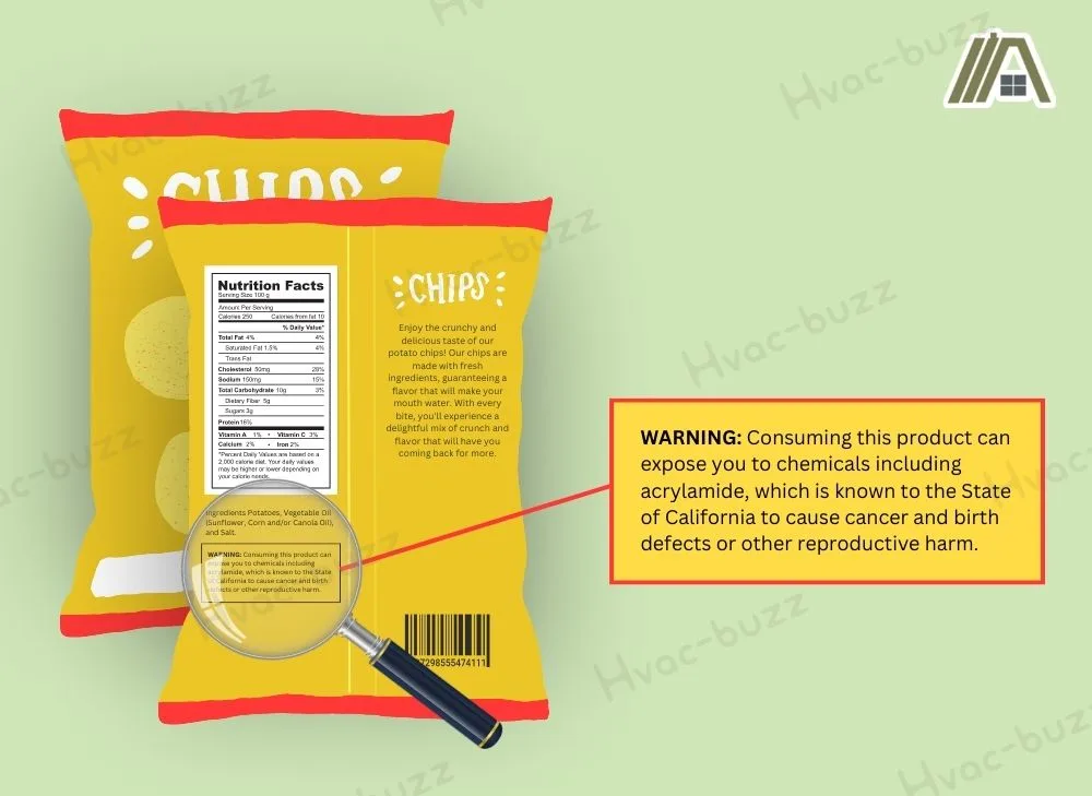Potato chips with prop 65 warning