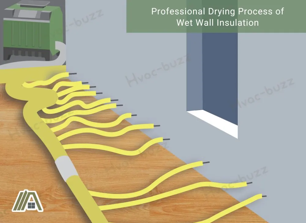 Professional Drying Process of Wet Wall Insulation Illustration
