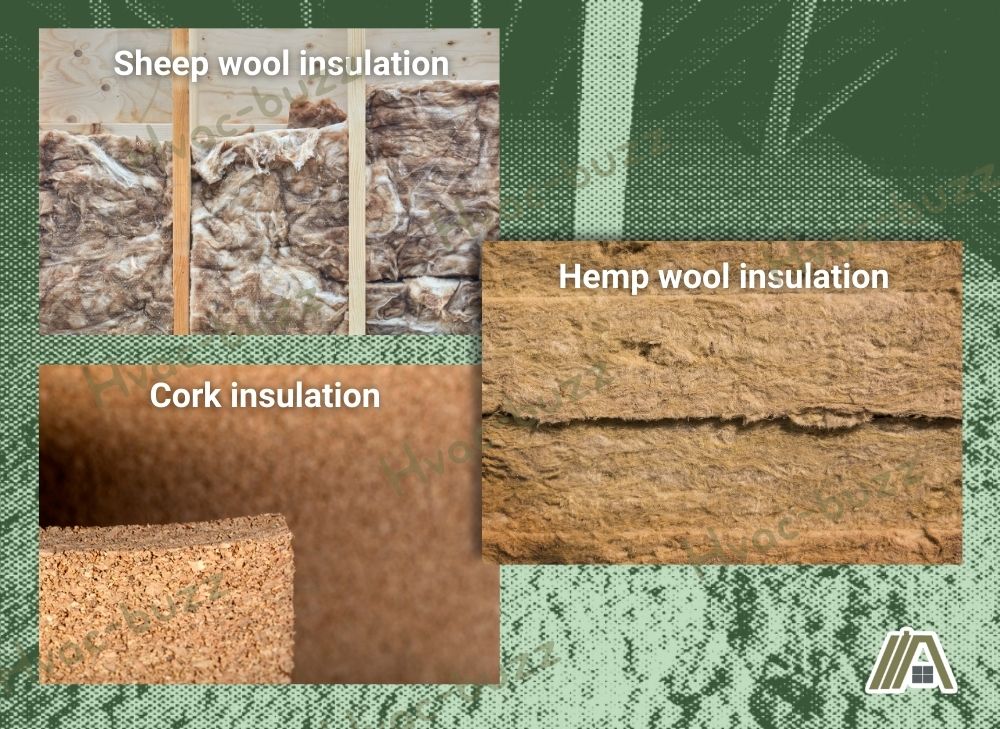 Sheep wool insulation , hemp wool insulation and cork insulation