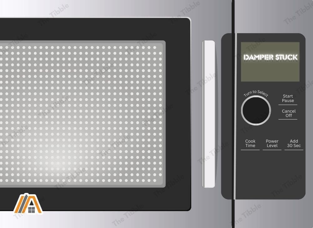 Damper stuck message on the over-the-range microwave illustration