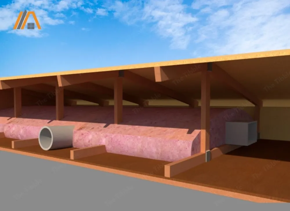 HVAC ductwork buried under insulation  illustration