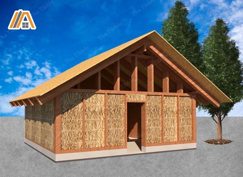House frame with straw insulation 3d model