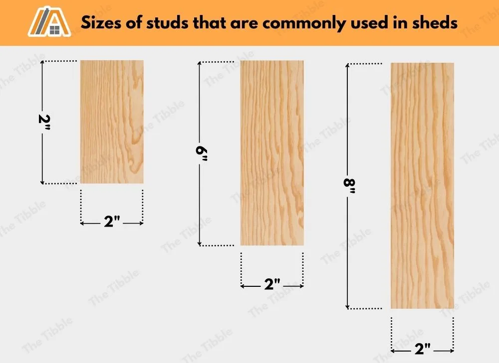 Sizes of studs that are commonly used in sheds