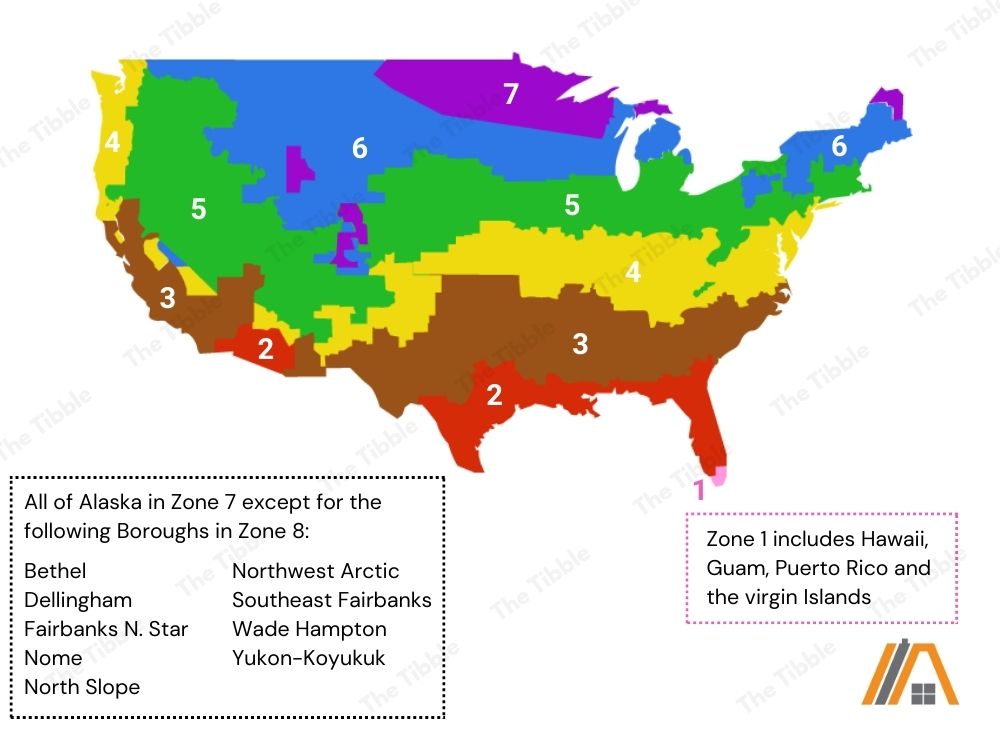 Climate zone map in United States illustration