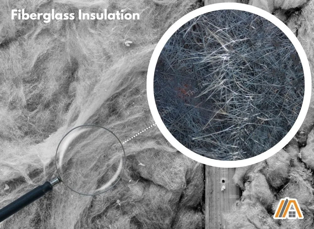 Microscopic view of fiberglass insulation