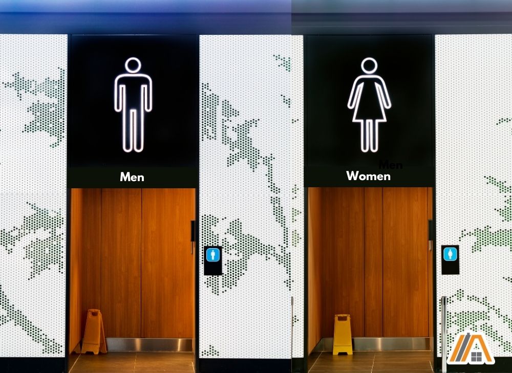 Men and women's public restroom with modern design