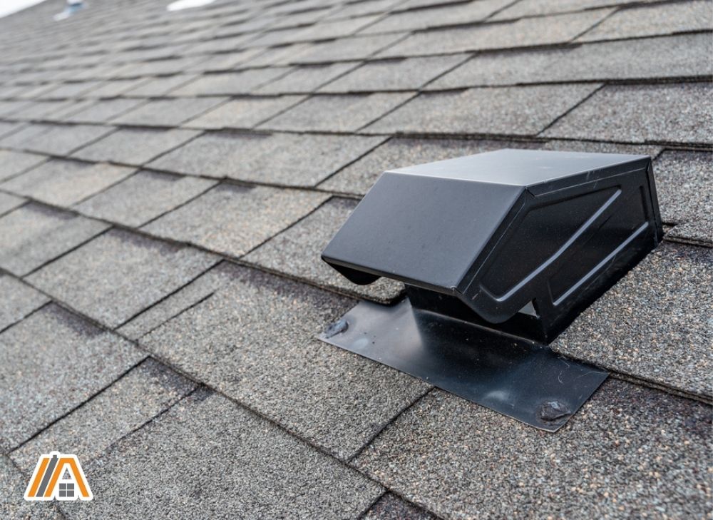 Roof with shingles and an installed roof vent with cover