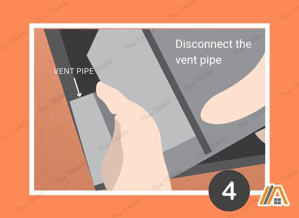 Disconnecting the vent pipe of the bathroom fan illustration