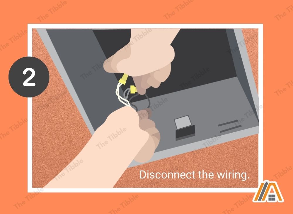 Disconnecting the wiring of the bathroom fan illustration