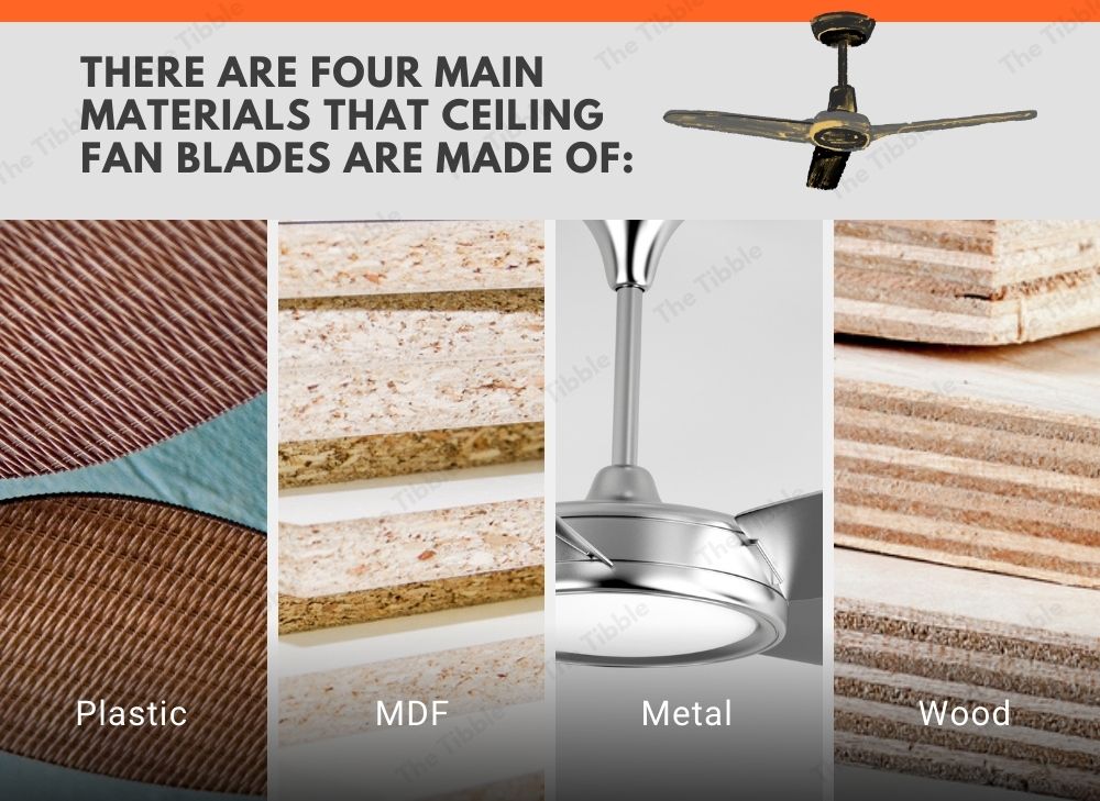 Four main materials ceiling fans are made of plastic, mdf, metal and wood