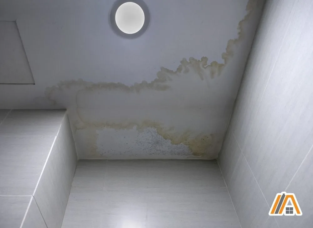Leaking brown water on the bathroom ceiling