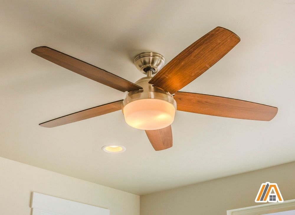 Wood five-bladed ceiling fan with light